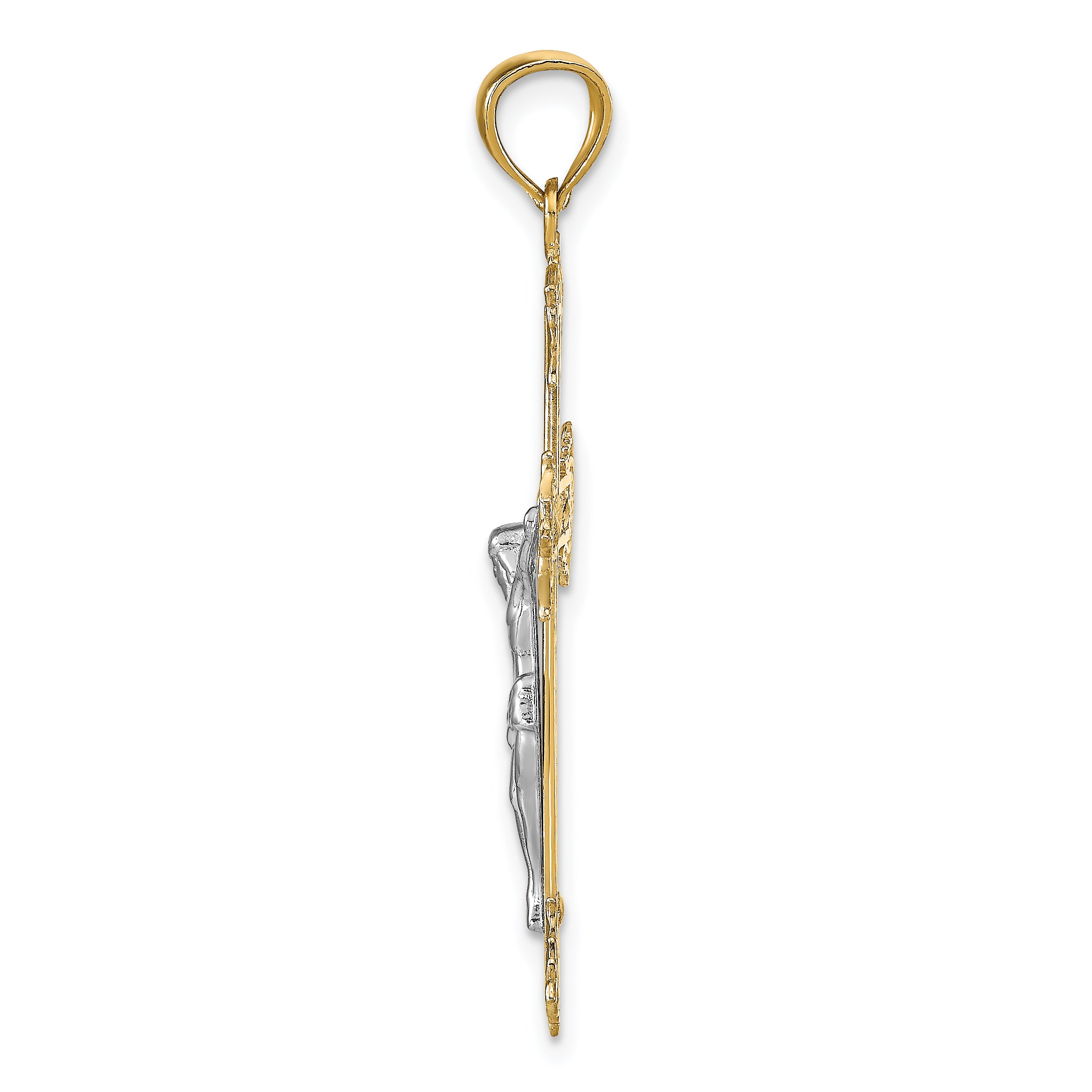 14k Two-tone Crucifix Pendant