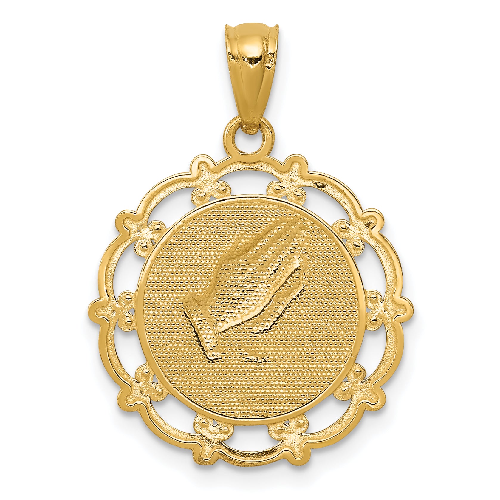 14K Gold Rhodium-Plated Baptism Pendant Solid Cast with Elegant Two-Tone Design