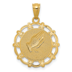 14K Gold Rhodium-Plated Baptism Pendant Solid Cast with Elegant Two-Tone Design