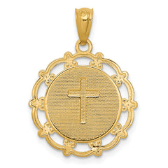 14K Gold Rhodium-Plated Baptism Pendant with Solid Cast Design