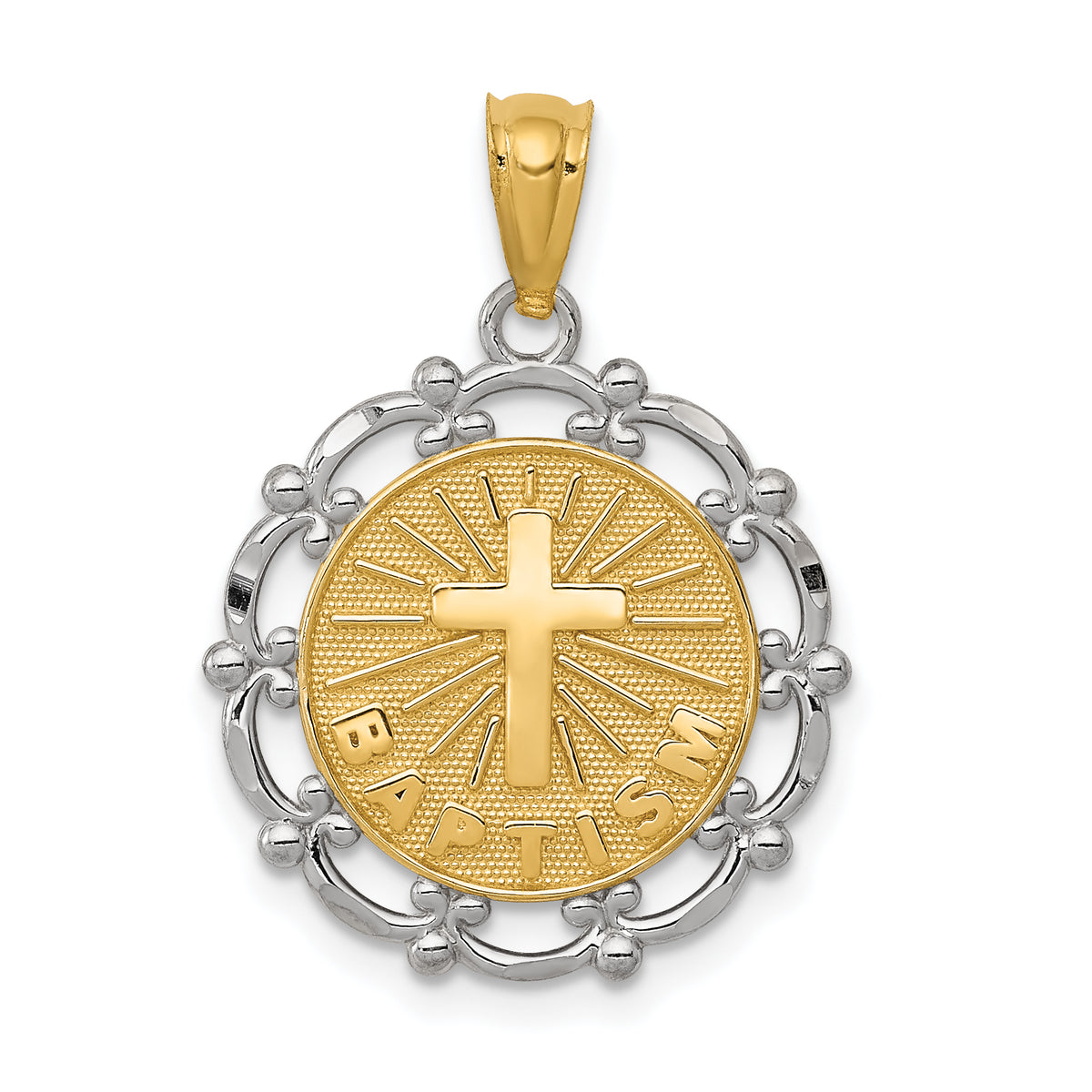 14K w/Rhodium Baptism Pendant