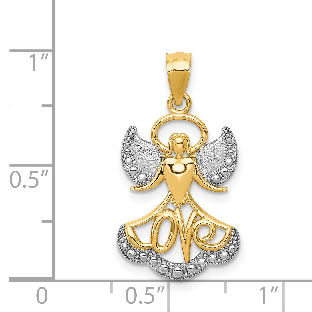 14K w/Rhodium LOVE Angel Pendant