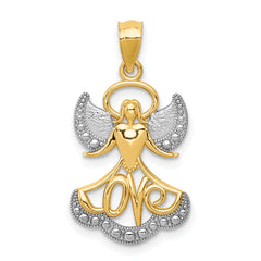 14K w/Rhodium LOVE Angel Pendant