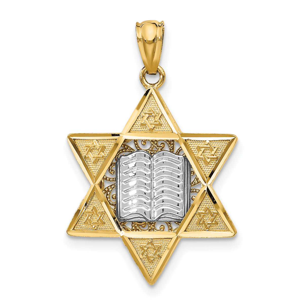 14k Two-tone Star of David Pendant