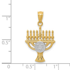 14K w/ White Rhodium Menorah Pendant