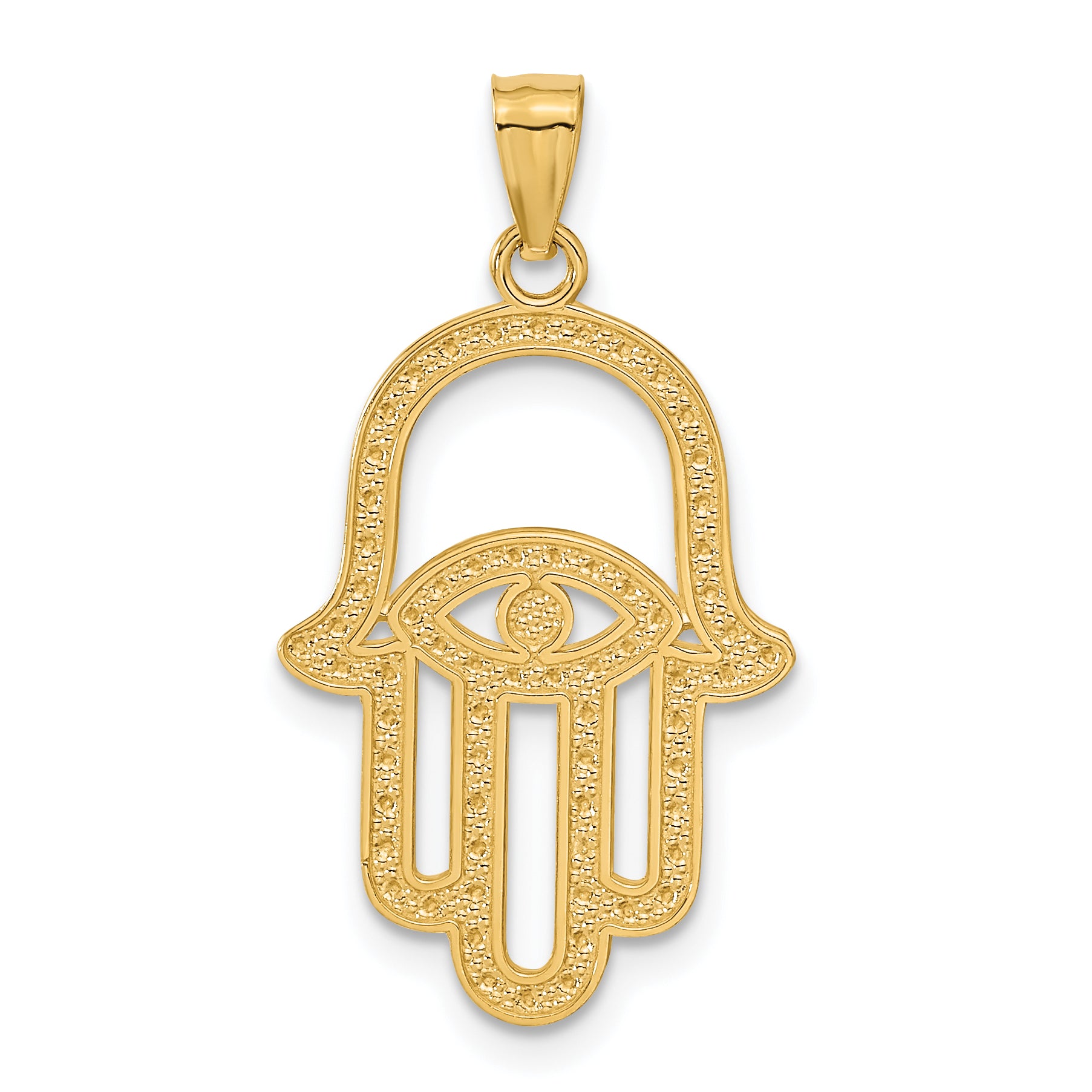 14K w/ Rhodium Hamsa Pendant