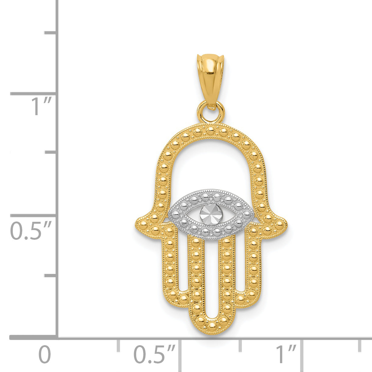 14K w/ Rhodium Hamsa Pendant