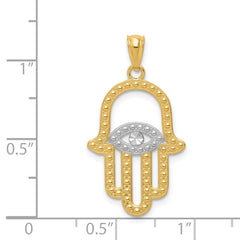 14K w/ Rhodium Hamsa Pendant