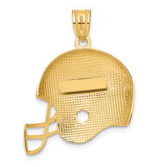 14K Yellow Gold Brushed Football Helmet Pendant for Men - Satin Finish, 22mm