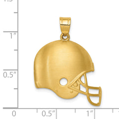 14K Yellow Gold Brushed Football Helmet Pendant for Men - Satin Finish, 22mm