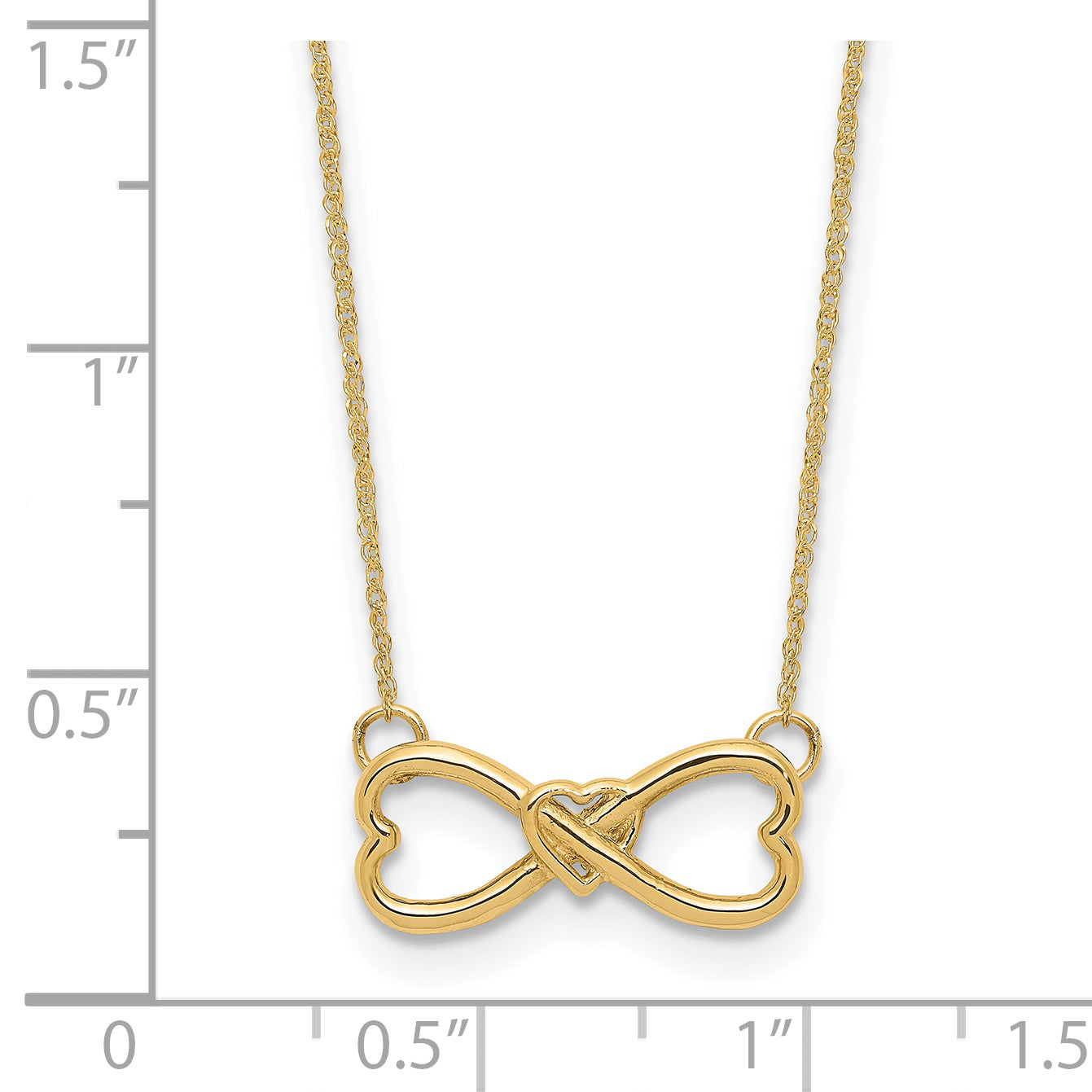 14k Polished Infinity w/Heart Necklace