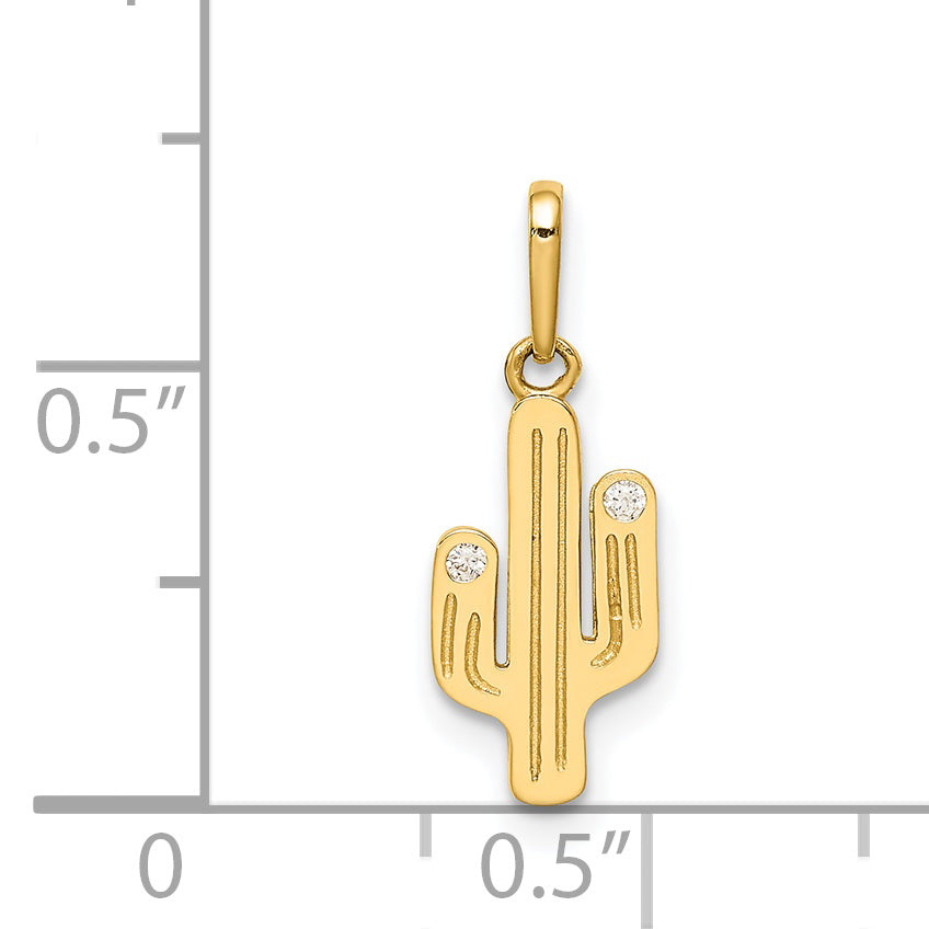 14K Cactus CZ Pendant