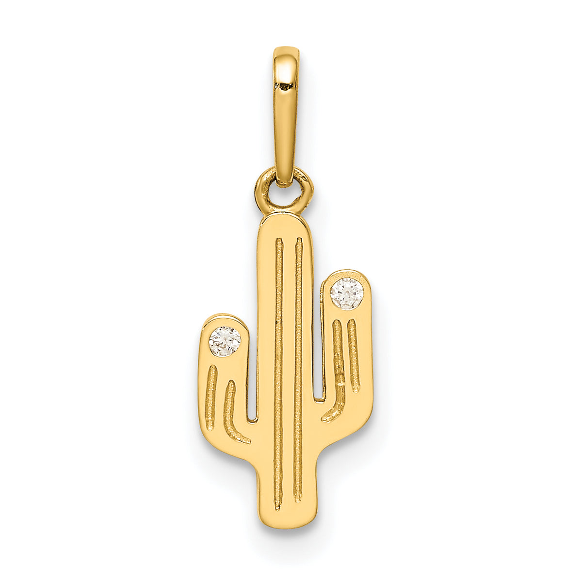 14K Cactus CZ Pendant