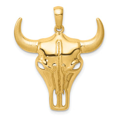 14K Steer Skull Pendant