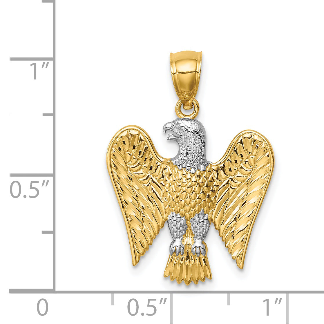 14K w/White Rhodium Eagle Pendant