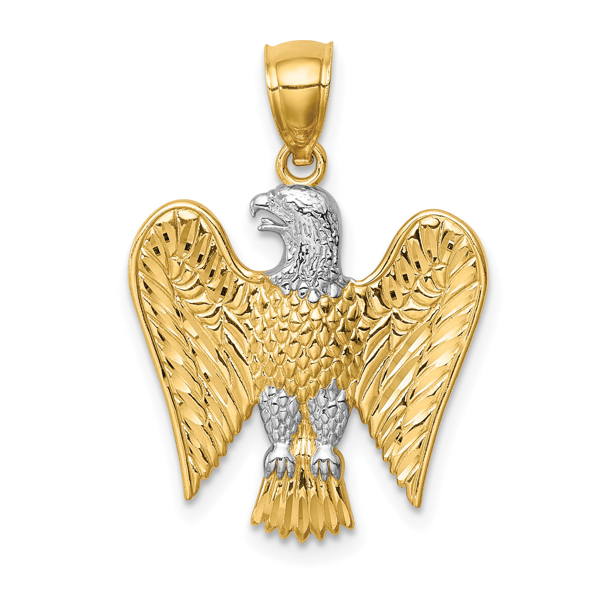 14K w/White Rhodium Eagle Pendant