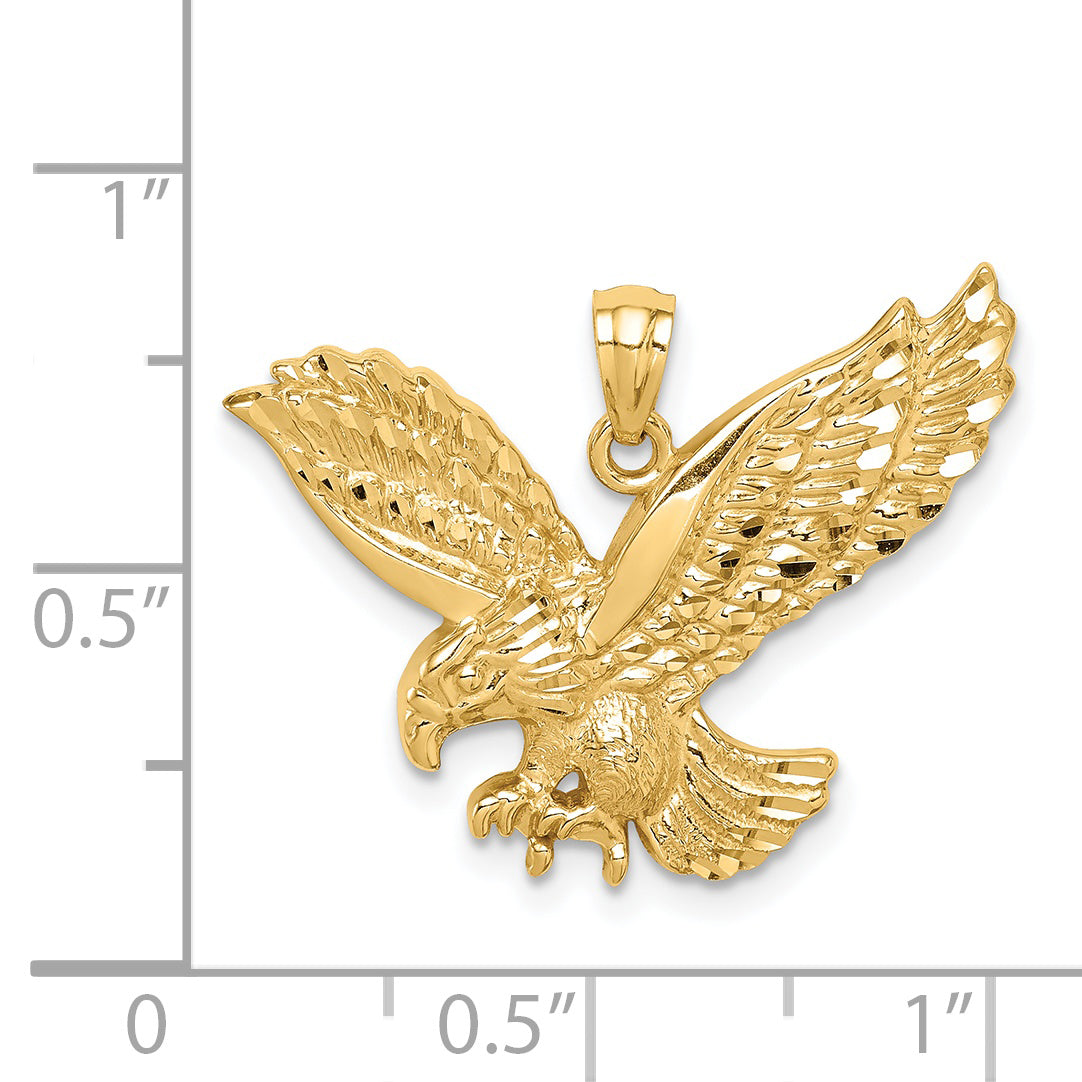 14K Diamond-cut Eagle Pendant