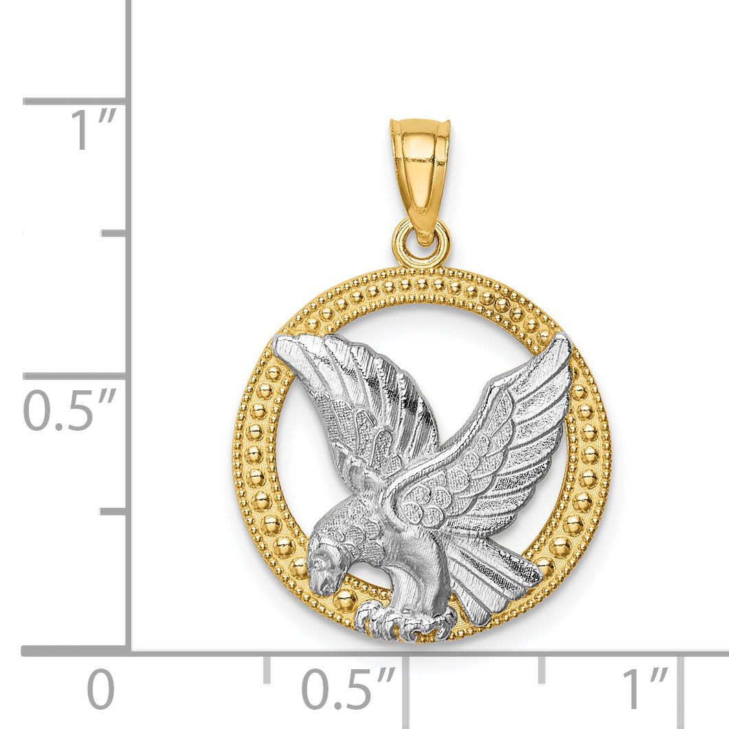 14K w/Rhodium Eagle Pendant