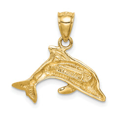 14K Lab Created Opal Dolphin Pendant