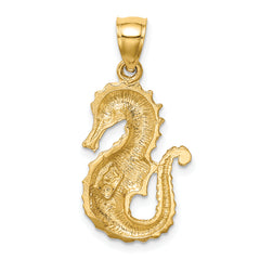 14K Diamond-cut Seahorse Pendant