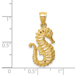 14K Diamond-cut Seahorse Pendant