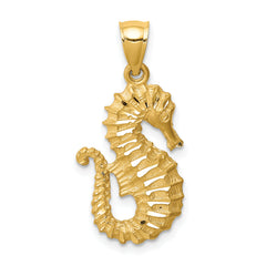 14K Diamond-cut Seahorse Pendant