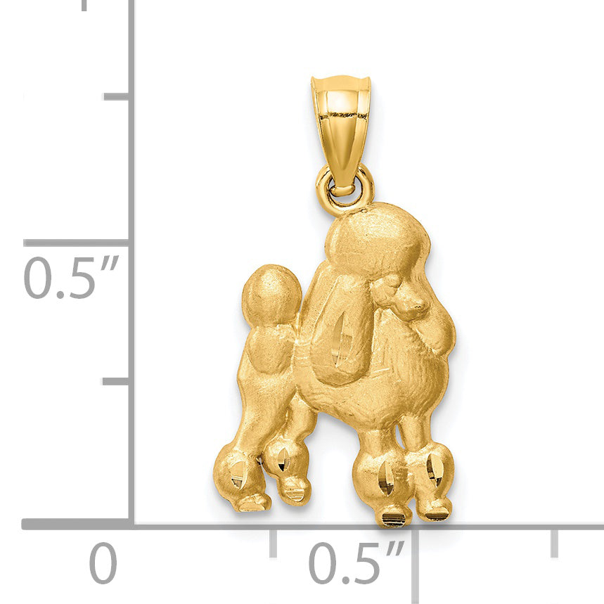 14K Diamond-cut Poodle Pendant