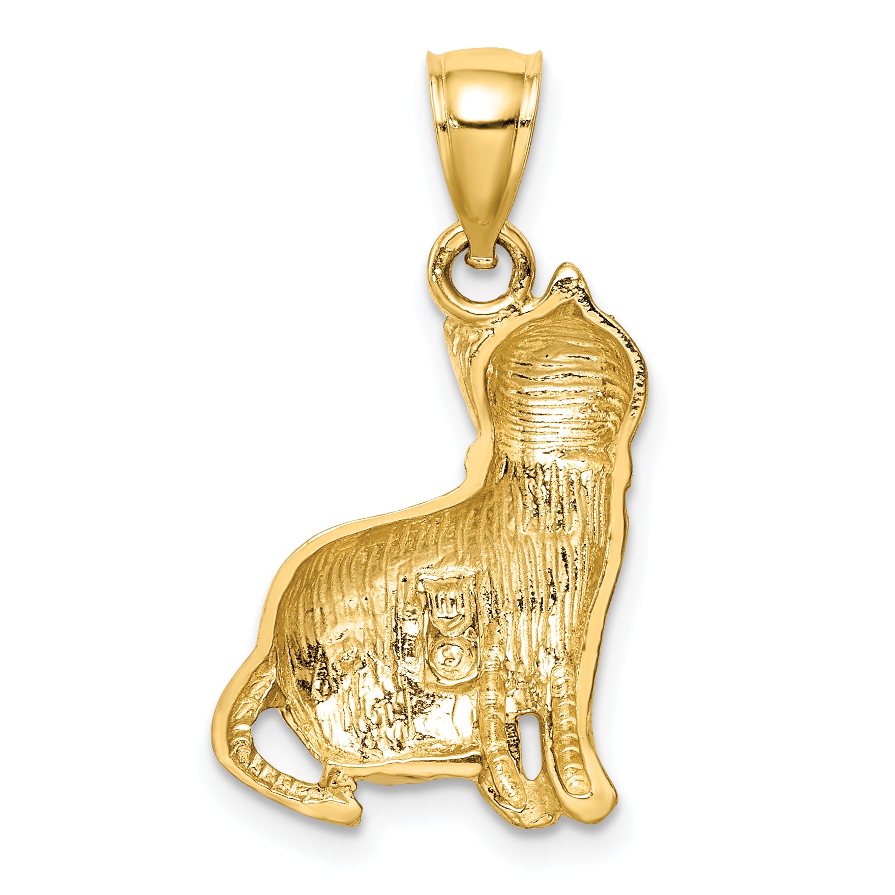 14K Diamond-cut Cat Pendant