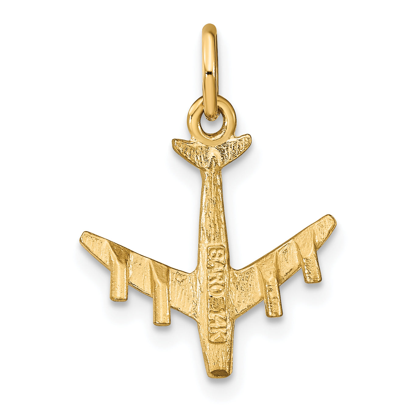 14K Gold 3D Airplane Charm with Polished Finish for Men