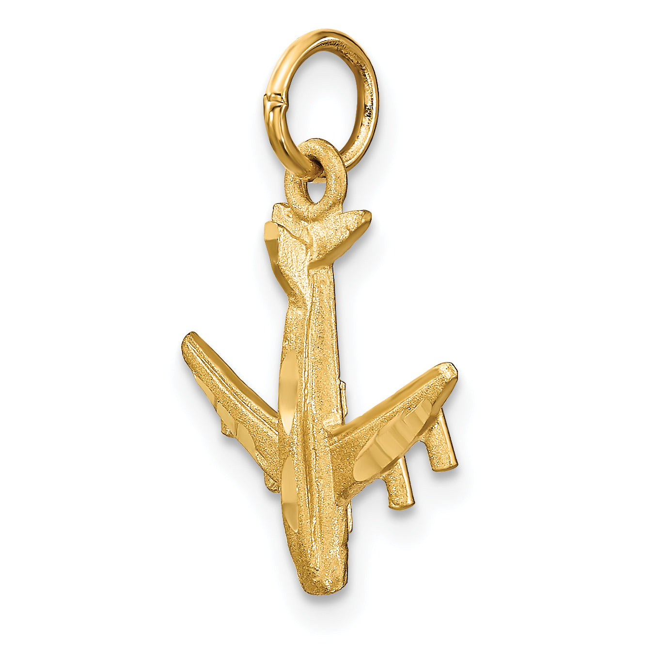 14K Gold 3D Airplane Charm with Polished Finish for Men