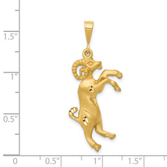 14K Gold Satin Diamond-Cut Aries Zodiac Charm  Elegant and Themed Design