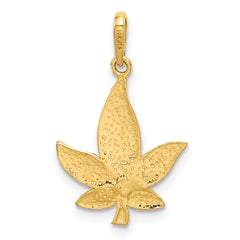 14K Diamond-Cut Leaf Pendant