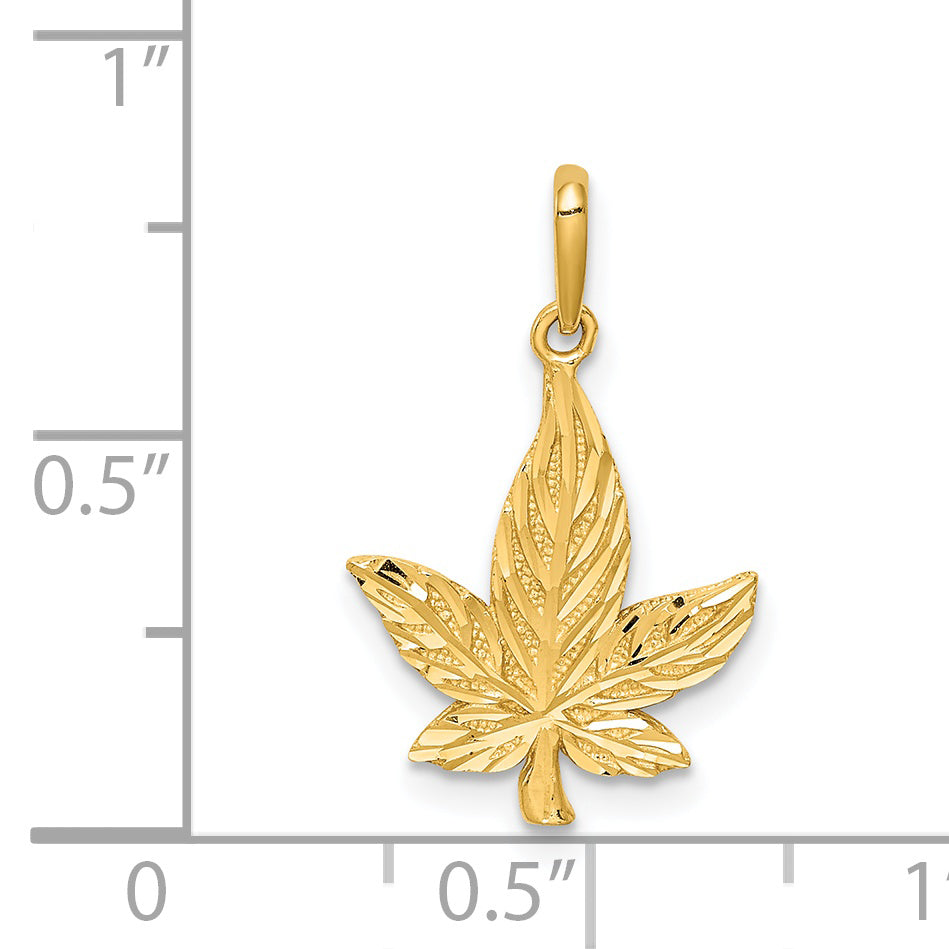 14K Diamond-Cut Leaf Pendant