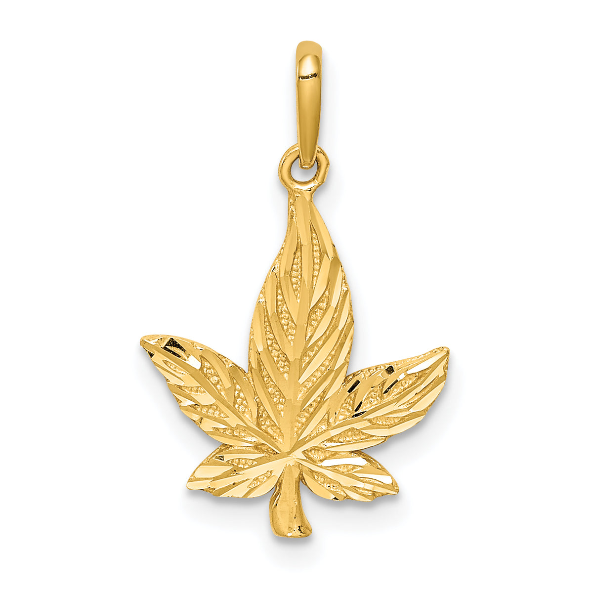 14K Diamond-Cut Leaf Pendant