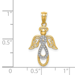 14K W/Rhodium Infinity Angel Pendant