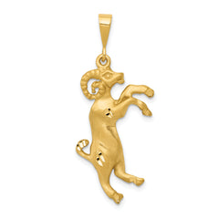 14k Satin Diamond-cut Aries Zodiac Charm