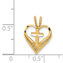 14K D/C Heart w/Cross Chain Slide