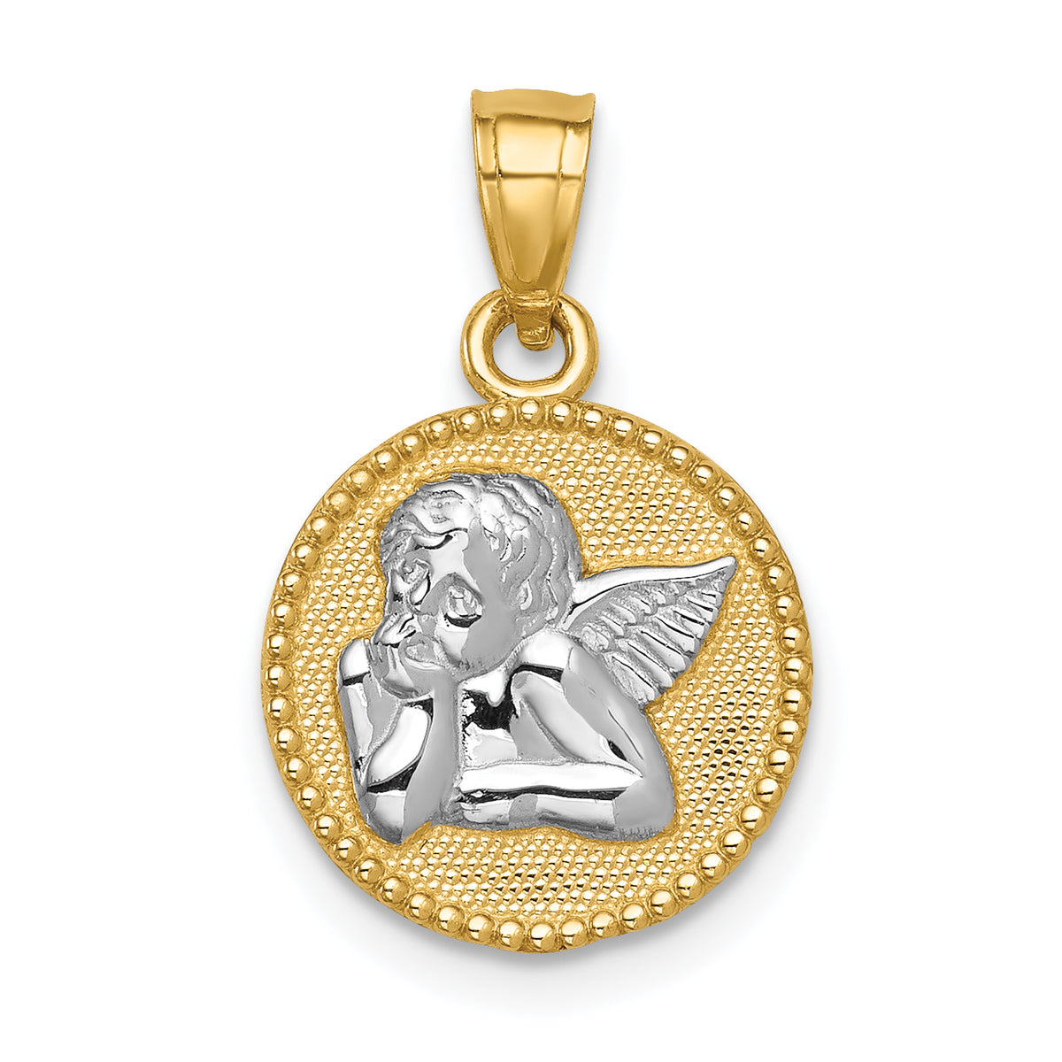 14K w/Rhodium Angel Pendant