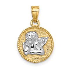 14K w/Rhodium Angel Pendant