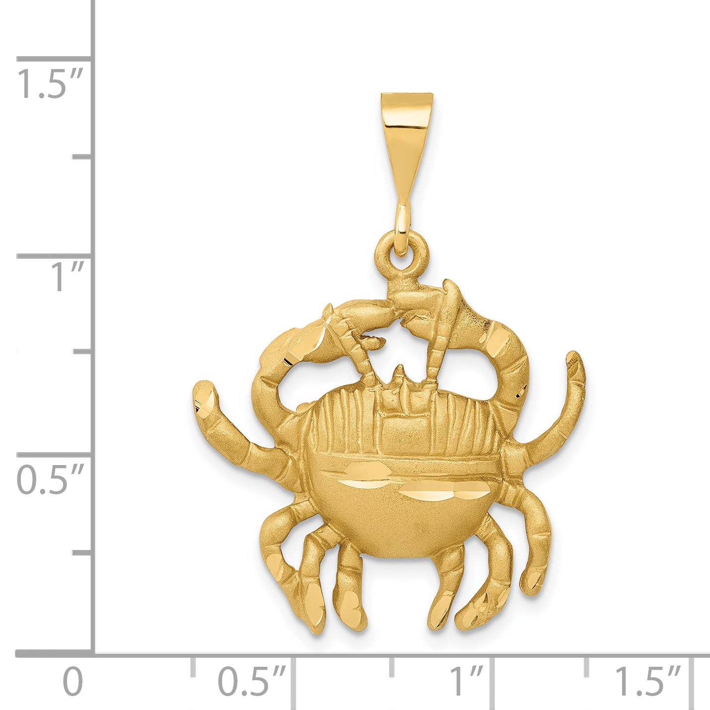 14K Gold Satin Diamond-Cut Cancer Zodiac Charm by Sophia Jewelers