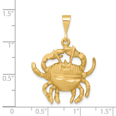 14K Gold Satin Diamond-Cut Cancer Zodiac Charm by Sophia Jewelers