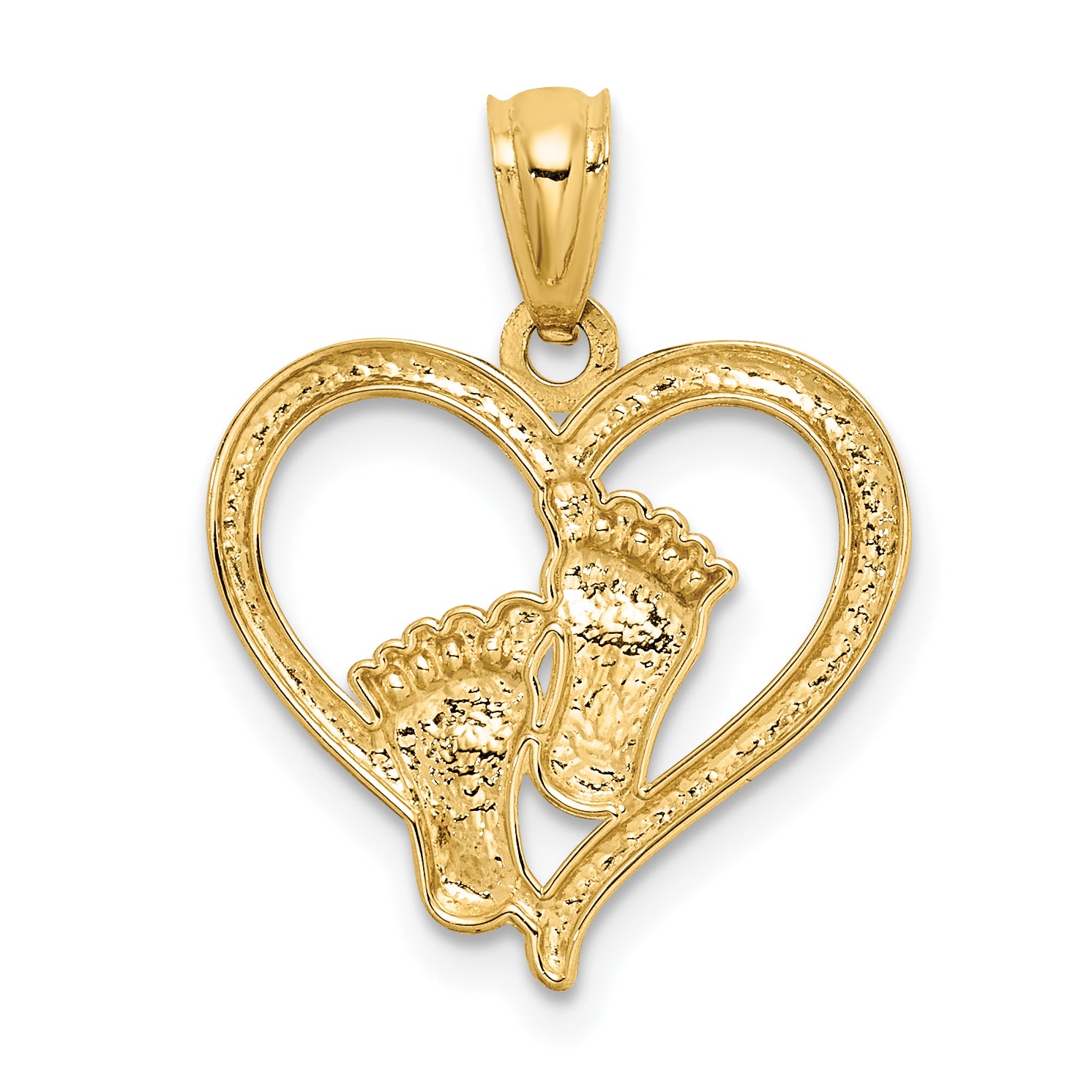 14K Baby Feet in a Heart Pendant