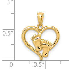 14K Baby Feet in a Heart Pendant