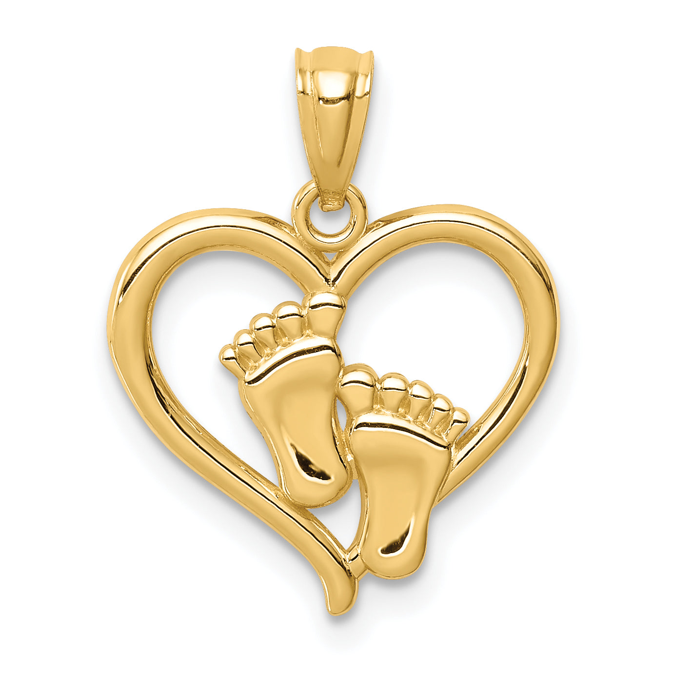 14K Baby Feet in a Heart Pendant