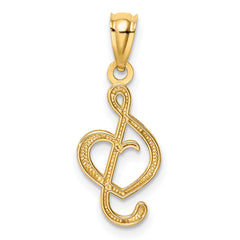 14K Treble Clef With Heart Pendant