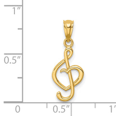 14K Treble Clef With Heart Pendant