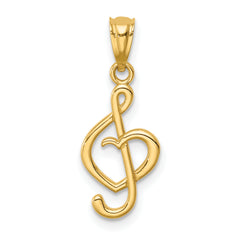 14K Treble Clef With Heart Pendant