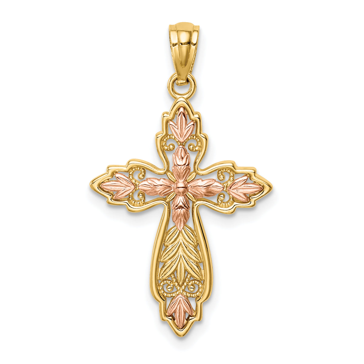 14K Two-Tone Cross Pendant