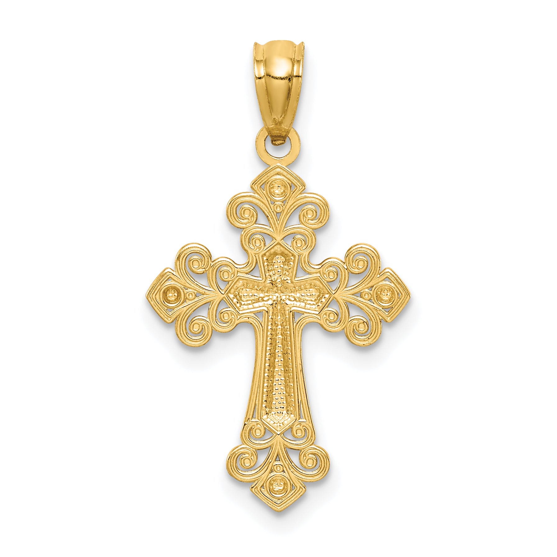 14K w/White Rhodium D/C Cross Pendant