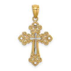 14K w/White Rhodium D/C Cross Pendant